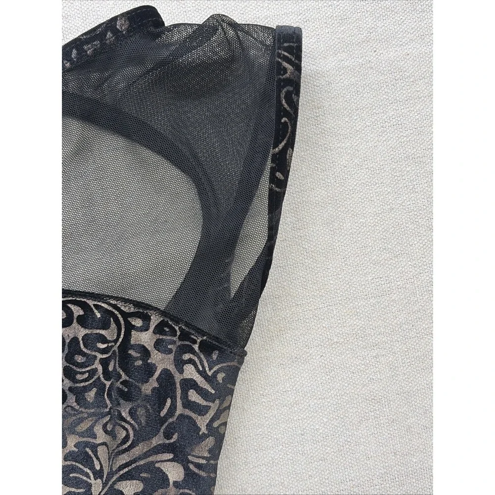 Capezio damask Dance Leotard mesh yoke Velvet/shear - Floral Velvet Leotard